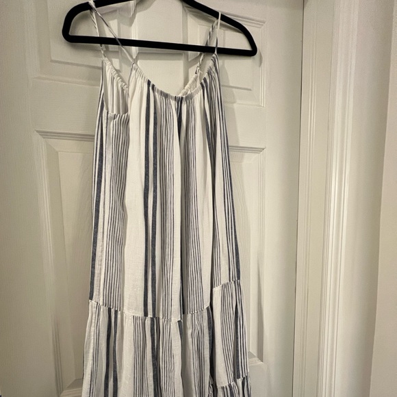 Rails Striped Ruffle Midi Dress in Blue and White - Picture 3 of 5